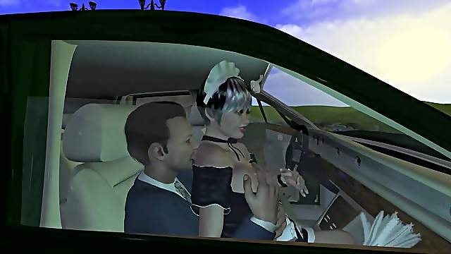 Busty 3D cartoon maid getting fingered and fucked
