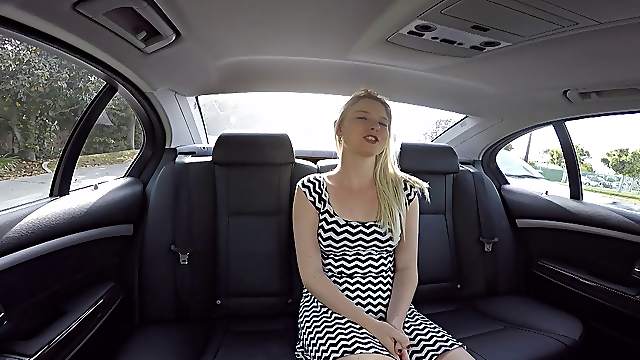In his car with a hot blonde girl getting balled hardcore