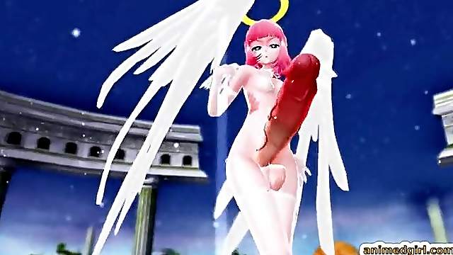 Huge cock redhead 3D anime shemale dancing