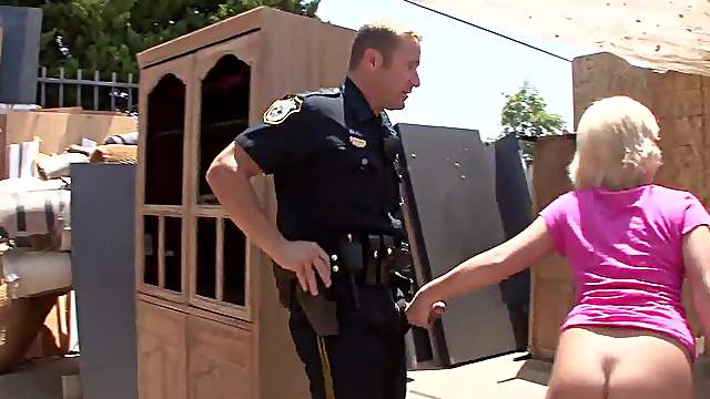 Looks like the police officer will have to drill her with his dick!