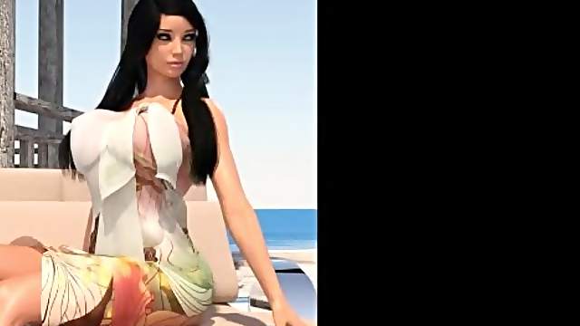 Beach fun two futanaris bigboobs