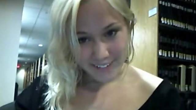 Flashing Her Tits And Pussy In A Libary