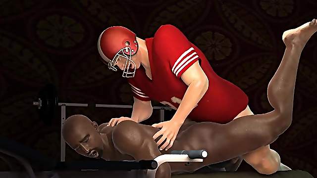 3D Cartoon Football Stud Ass fucking Tight Black Bottom
