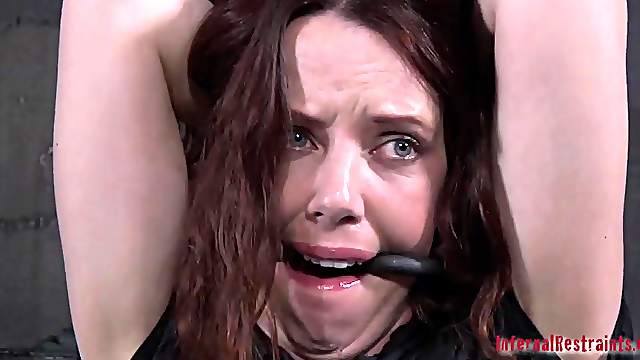 Tied brunette sex hole getting refined using toy in BDSM porn