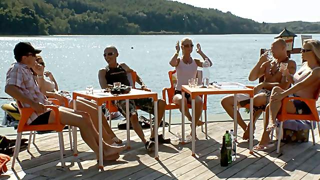 Lakeside pussy drilling adventure with the curvaceous babes