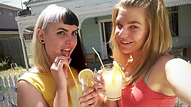 Hairy lesbian snatch eaten in the kitchen