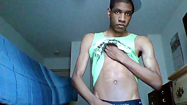 Black Amateur Twink Stroking His Big Dick