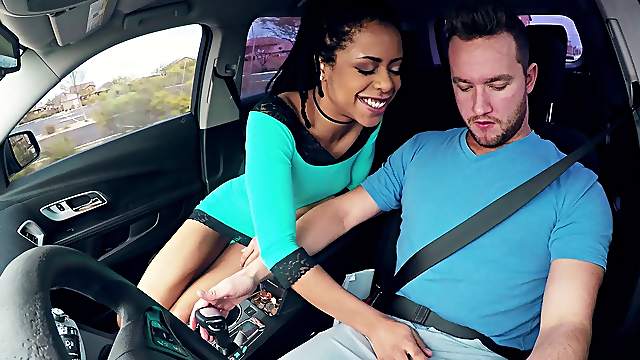 Lovely Kira Noir attacks a guy with a pulsating love tool