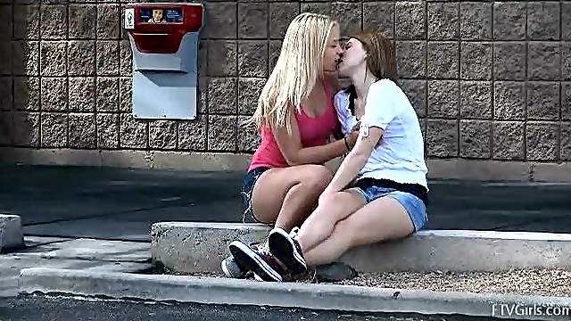 Supermarket Lesbian Scene With The Hot Teens Nikkie And Aubrey