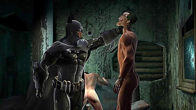 3D cartoon Joker getting fucked hard in the ass by Batman