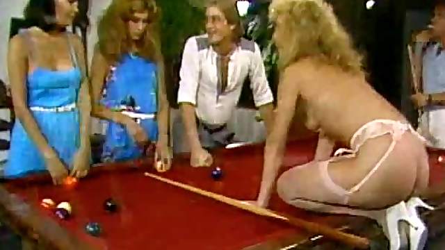 Dick craving ladies enjoy a kinky sex session on a pool table