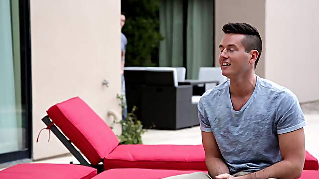 Big booty gay enjoying his big cock being given superb blowjob