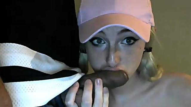 Cute Blonde Tranny Sucks Her Sugar Daddy's Cock