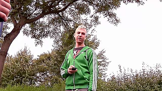 Skinny twink bitch Adam Watson has anal threesome in the car