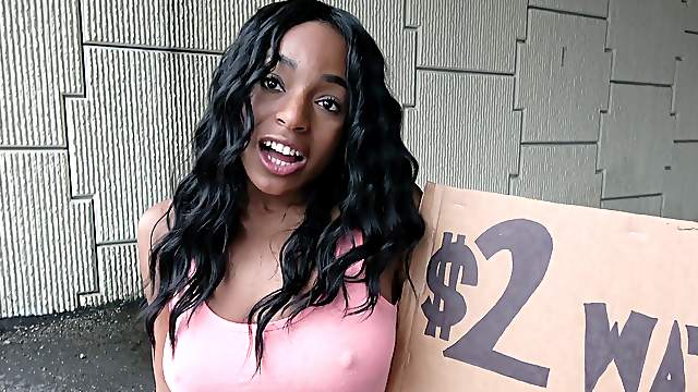 Cute ebony babe Tiffany Tosh sucks a cock before a sex session