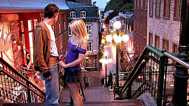 Public sex session with an insatiable blonde Candy Kiss