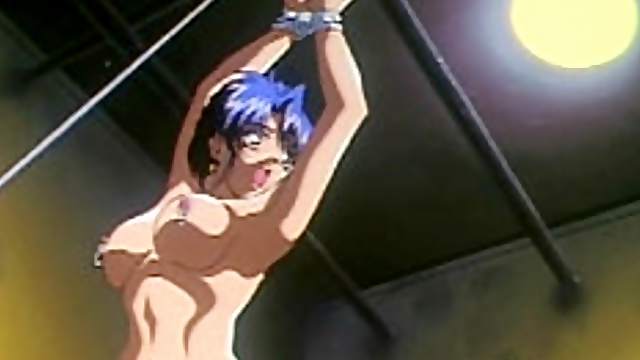 Roped hentai gets rings in her tits and pussy brutally fucked