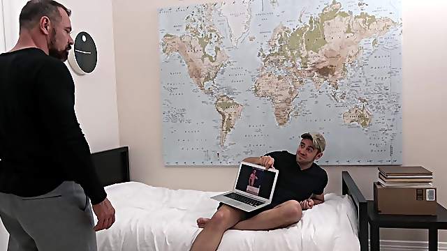 Young guy sucks and gets fucked hard by his horny muscle gay
