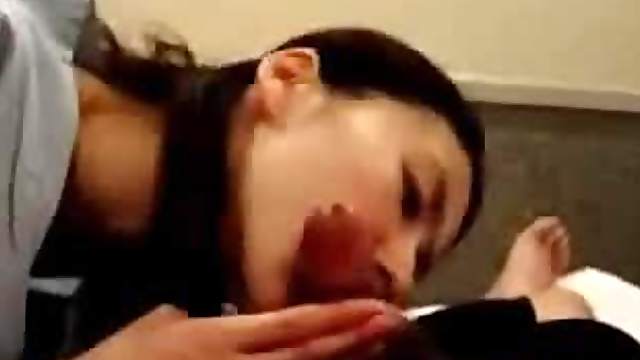 Asian Babe Takes Care Of Her Man's Boner With A Blowjob