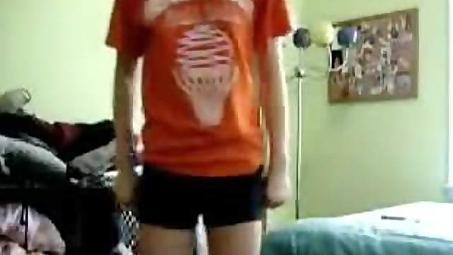 Skinny teen masturbating all alone