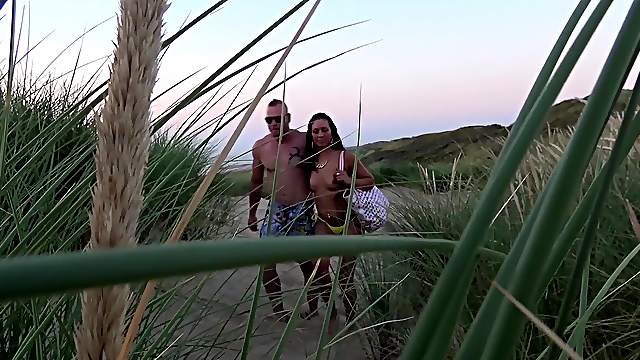 Rachel Rose is at the beach with her fella getting nailed doggy style
