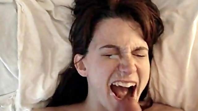 Hot wife with plump natural tits gets her hairy cunt fucked by her hubby in bed.