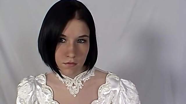 Dark haired teen with big tits sucks and then gets her asshole penetrated