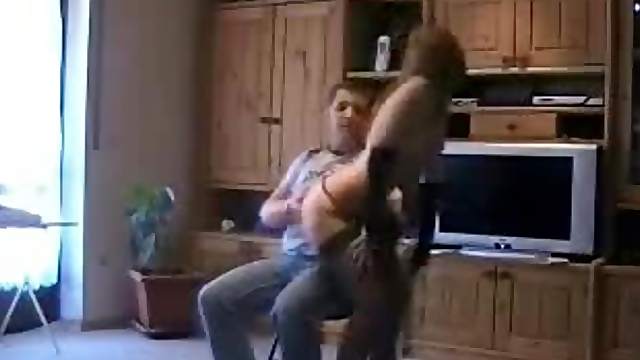 Slut gives a lap dance and a blowjob