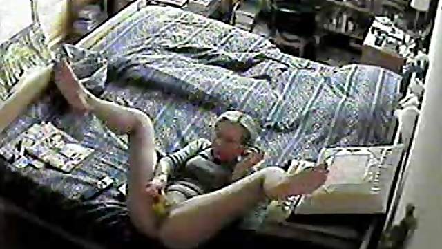 Horny blonde sticks a toy deep inside her twat