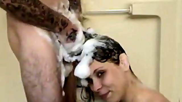 Hairjob  from a sexy brunette in soapy