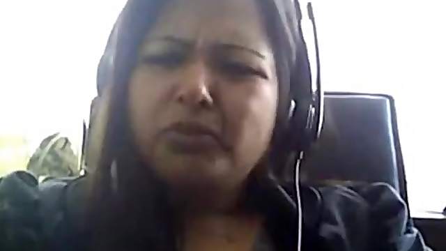 Bored Desi chubby on webcam plays with her big natural tits boobie