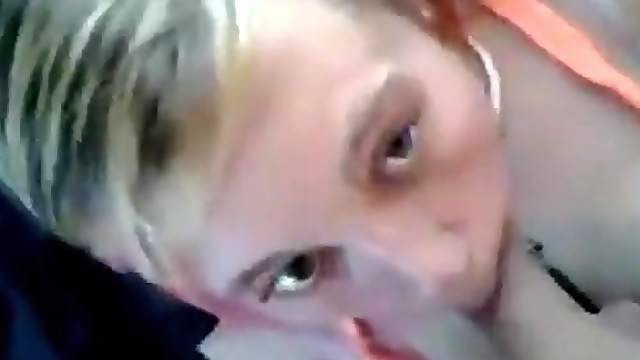 Blonde college girl sucks cock on camera