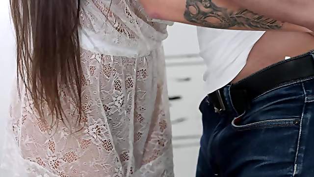 Verona Sky lets a naughty guy drill her delicious shaved pussy