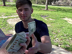 Teen gay dude offered money to suck and fuck outdoors