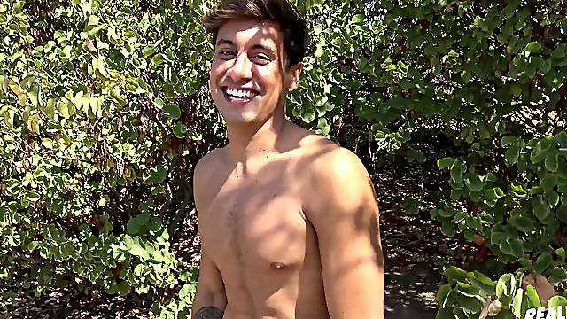 Sporty gay guy Titus picked up on the street and fucked for money