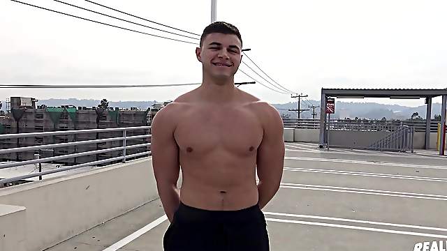 Buffed gay Robert picked up after practice for a fuck