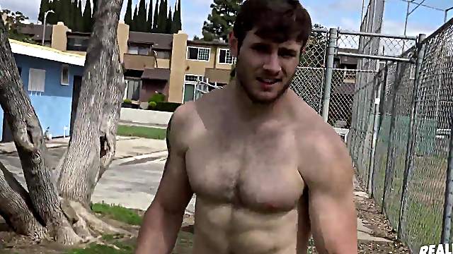 Sporty gay dude picked up and fucked after practice