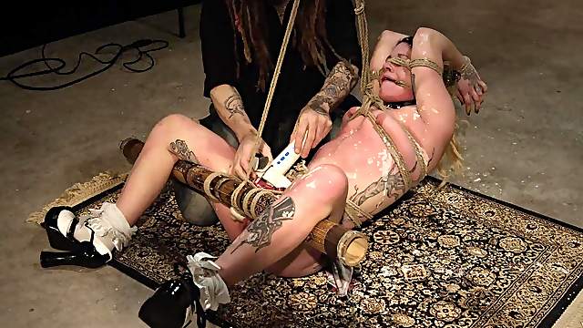 Body covered in wax and a screaming orgasm for a blonde kinky teen