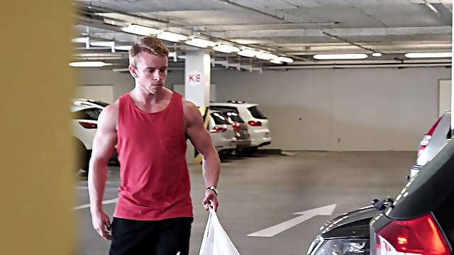 Buffed solo gay teen model Marty masturbates and cums hard