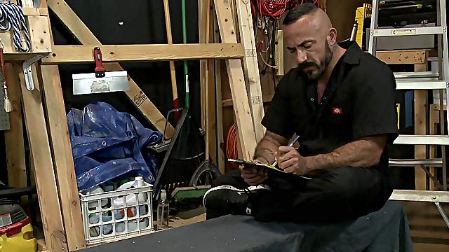 a hard working day for Alessio Romero turns to gay sex with a stranger