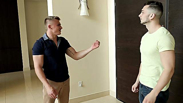 Gay doggy position after rough blowjob is a wish of horny Johnny Riley