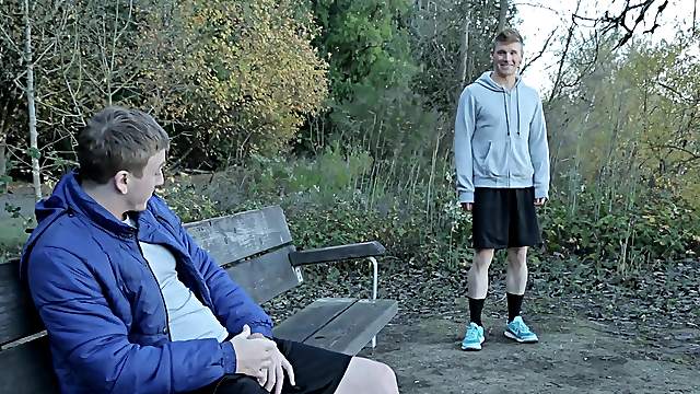 After a blowjob gay Alex Tanner can't wait to jump on a friend's cock