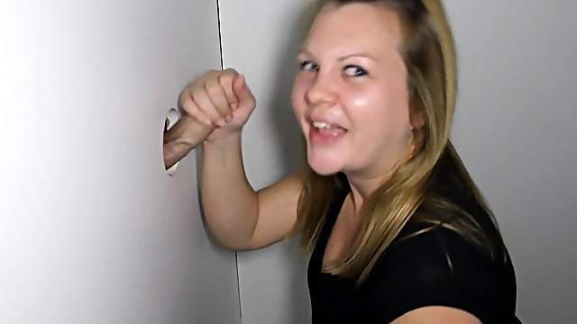 Plump Tits Blonde Blowing Boners in Glory Hole