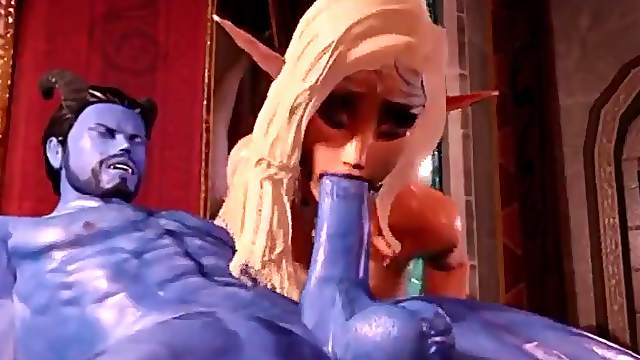 A blue hunk gives  devil babe Arianna a lot of sexual pleasure.