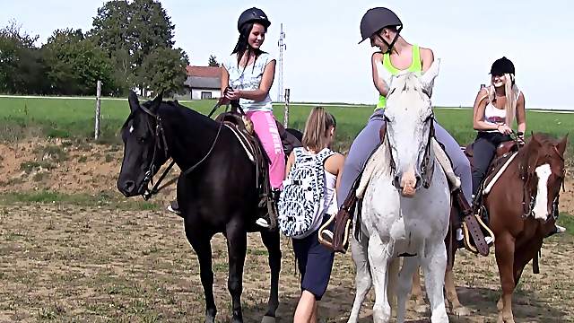 Lesbian teen outdoor foursome with Susan G and her slutty friends