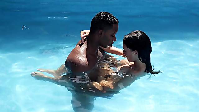 Horny MILF Gina Ferocious pounded by a big black dick by the pool