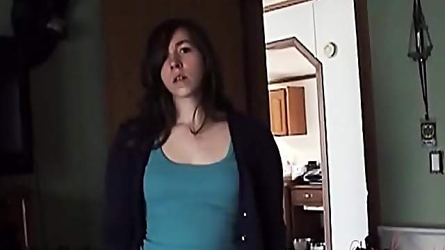 Lovely brunette cutie lets her step bro play with her pussy