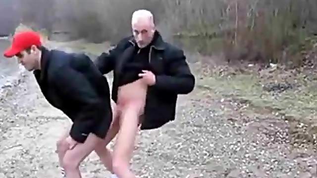 Young guy gets hot fuck on a cold day outdoors