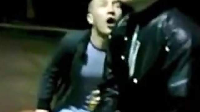 Russian guys having some fun at night friends make him cum and tape it