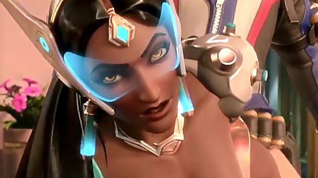 Amazing blonde babe from Overwatch called Mercy rides dicks and takes it deep